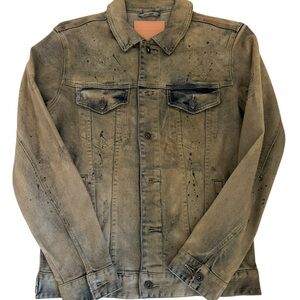 Men's Olive Distressed Denim Jacket